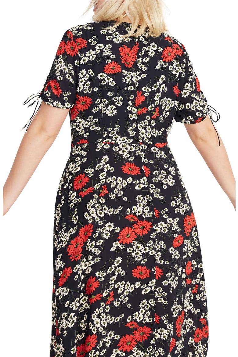 Hillside Daisies Peekaboo Sleeve Midi Dress, Alternate, color, MULTI DAISY DEEP INDIGO