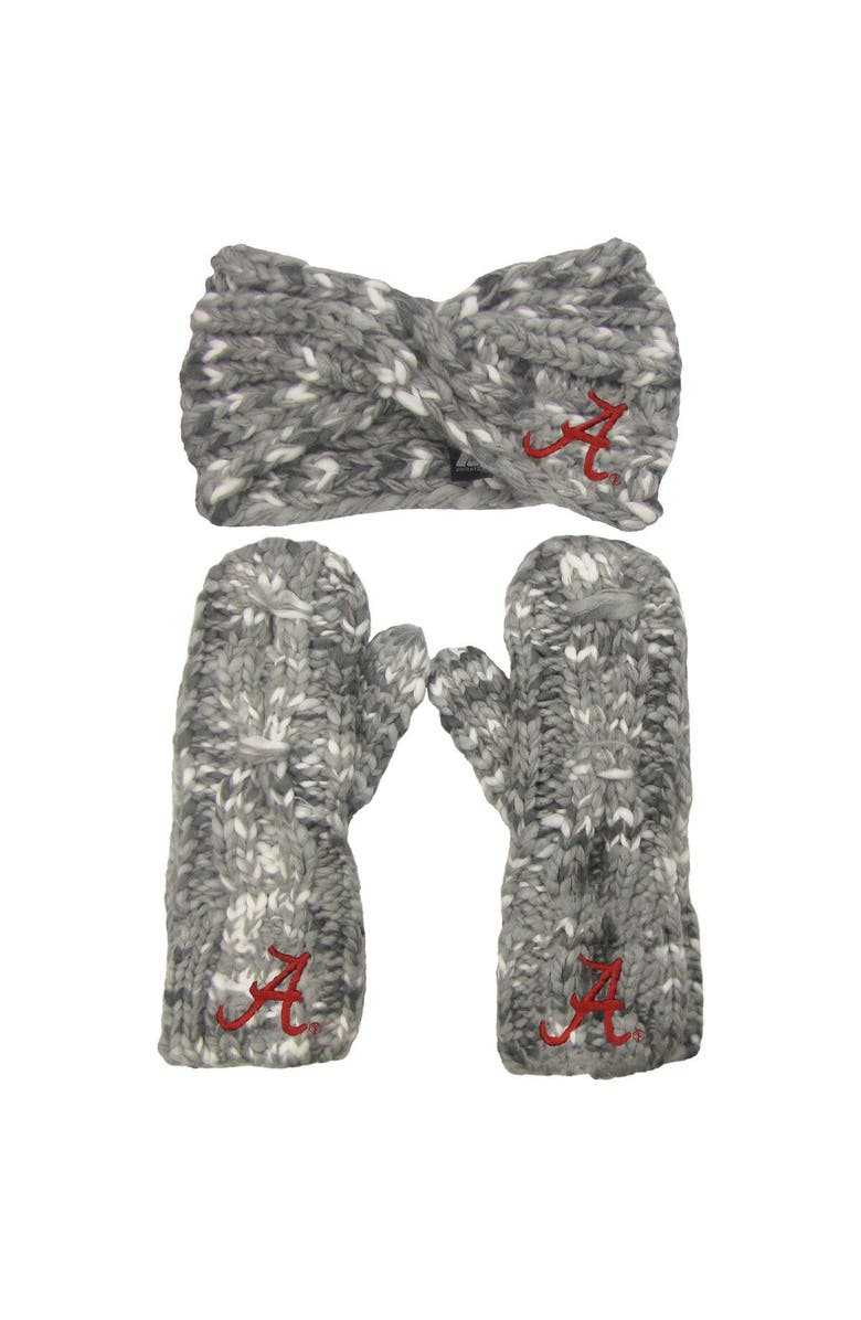 ZOOZATZ Women's ZooZatz Alabama Crimson Tide Logo Marled Headband and Mitten Set, Main, color, Gray