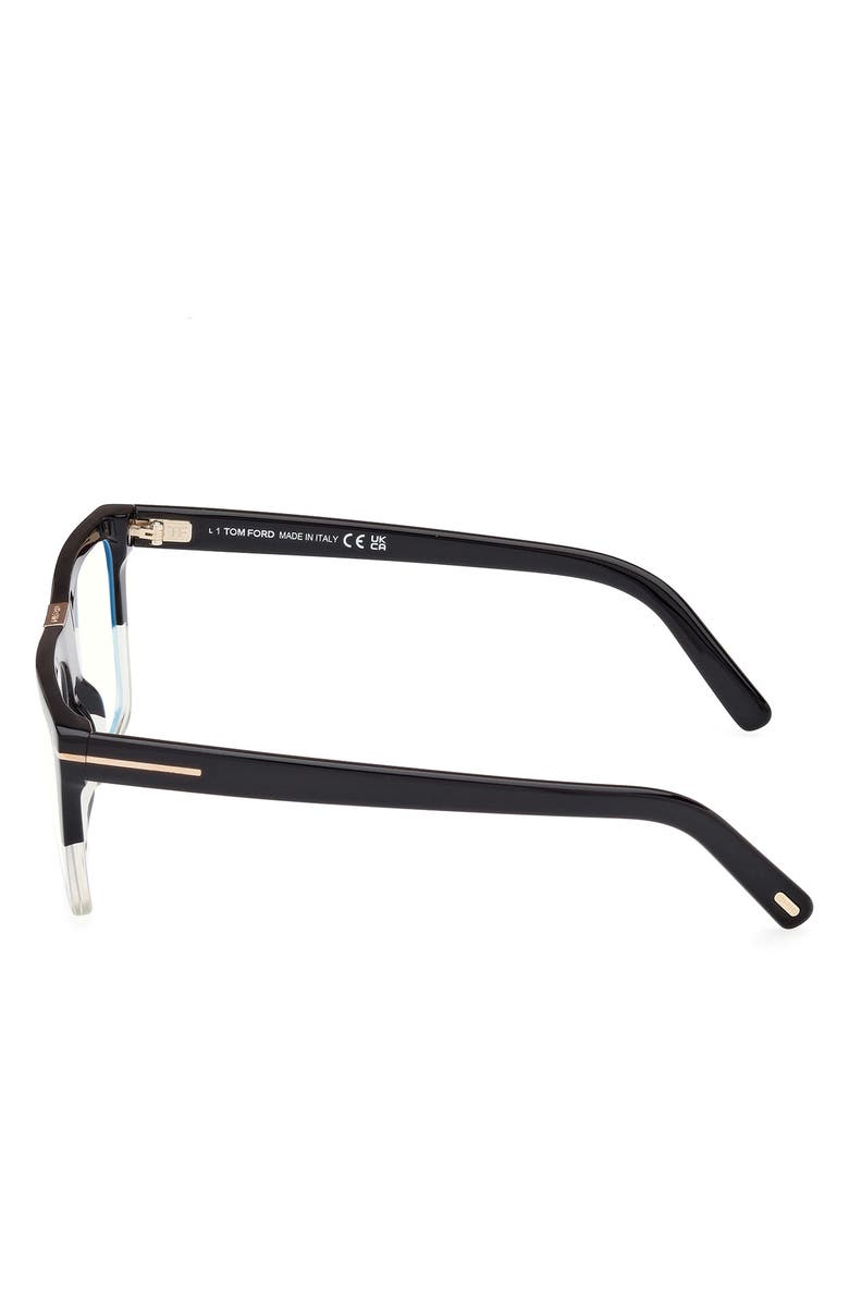 TOM FORD 57mm Square Blue Light Blocking Glasses, Alternate, color, Color Block Black / Crystal