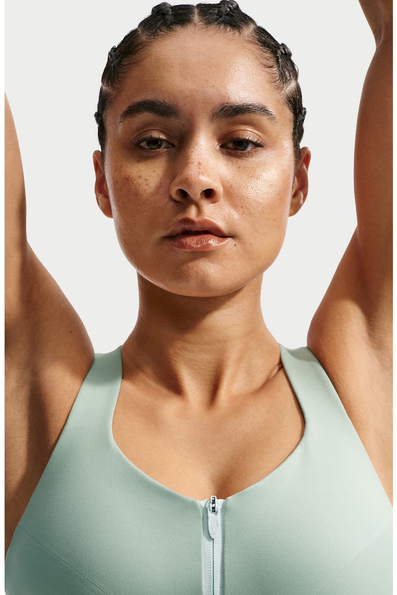 Indy Dri-FIT Zip Front Sports Bra, Alternate, color, STEAM/ BARELY GREEN