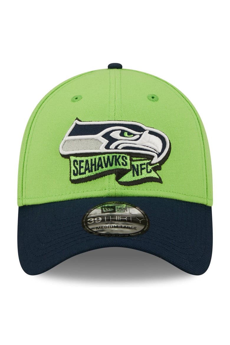 Men's New Era Neon Green/Navy Seattle Seahawks 2022 Sideline 39THIRTY Flex Hat, Alternate, color, Neon Green