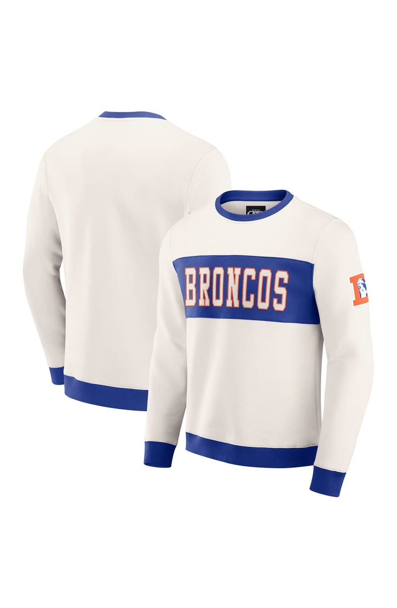 Darius Rucker Collection by Fanatics Men
s Darius Rucker Collection by Fanatics  Cream Denver Broncos Colorblock Pullover Sweatshirt, Main, color, 