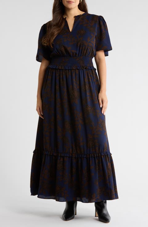 Tolleson Floral Print Maxi Dress (Plus)