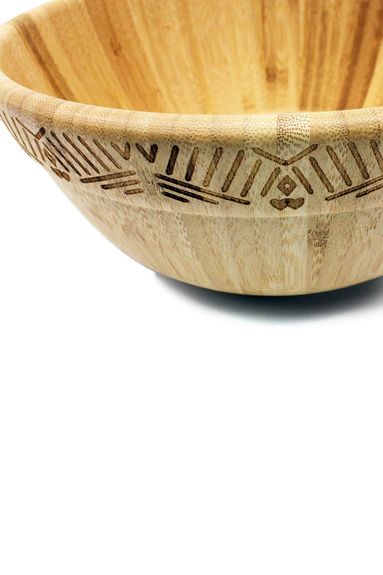 Bamboo Decorated Salad Bowl, Alternate, color, MULTI
