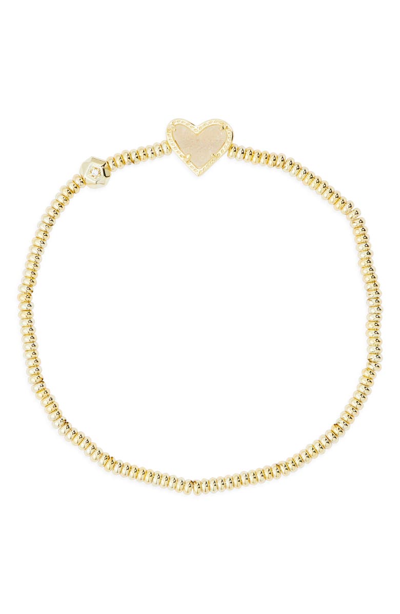 Kendra Scott Ari Heart Stretch Bracelet, Main, color, Gold Iridescent Drusy