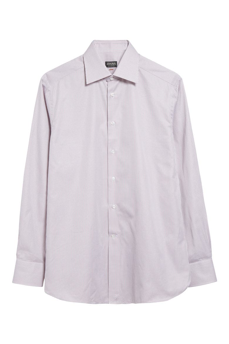 Centoventimila Minicheck Button-Up Shirt, Alternate, color, DARK PINK/ WHITE