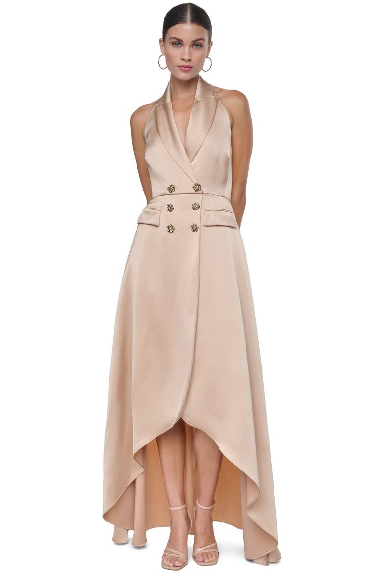 Halter Tuxedo High-low Gown, Main, color, Bronze