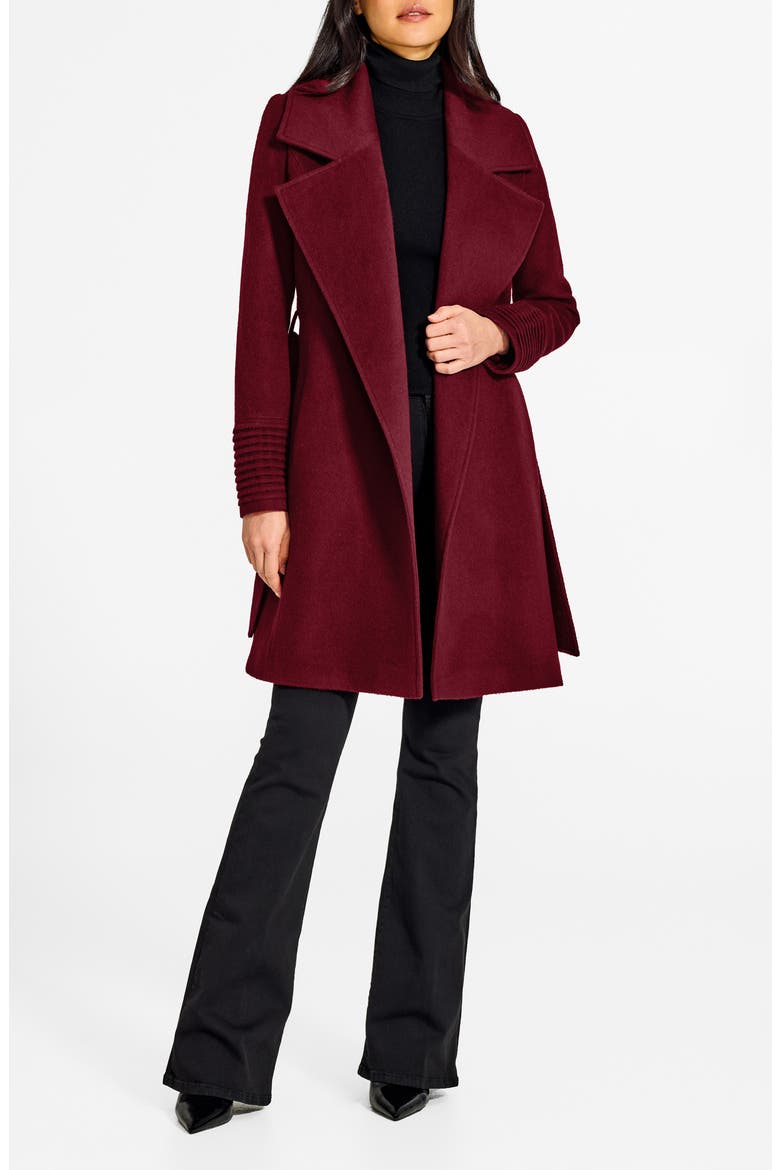 Alpaca & Wool Wrap Coat, Alternate, color, GARNET RED