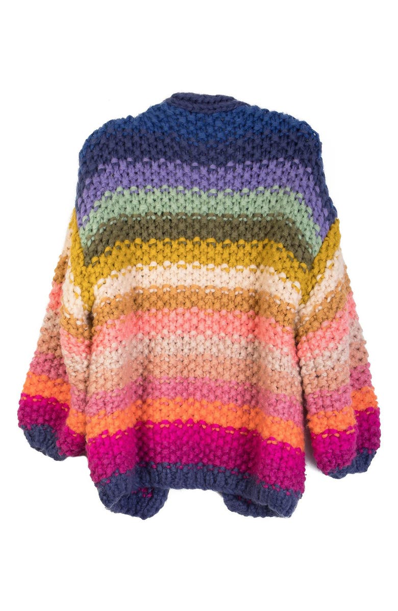 SAACHI Mayflower Stripe Crochet Cardigan, Alternate, color, Bright Multi