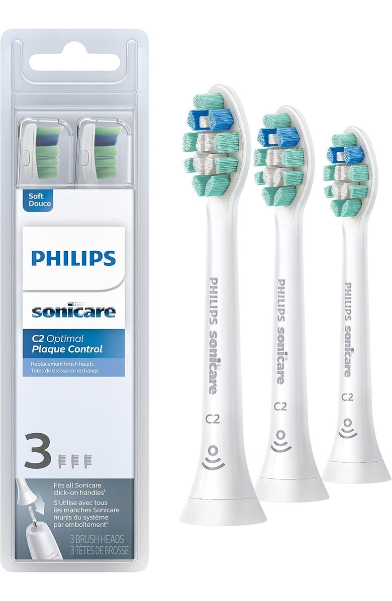Philips Sonicare C2 Optimal Plaque Control Brush Heads 3 Pack White, Main, color, White