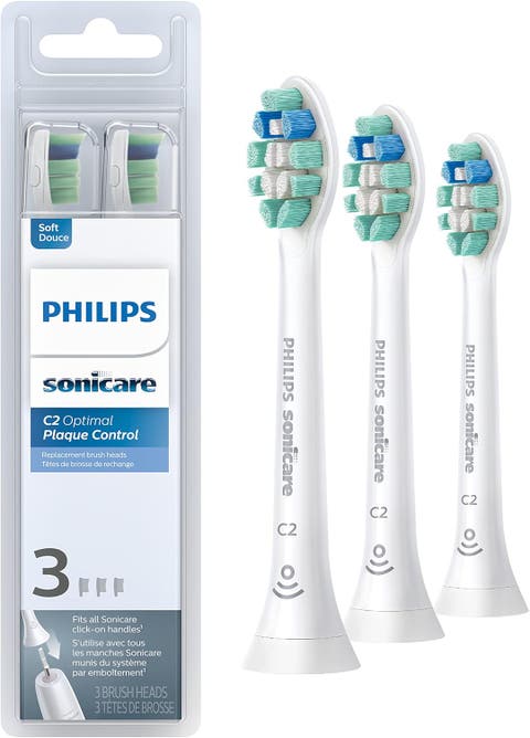 C2 Optimal Plaque Control Brush Heads 3 Pack White