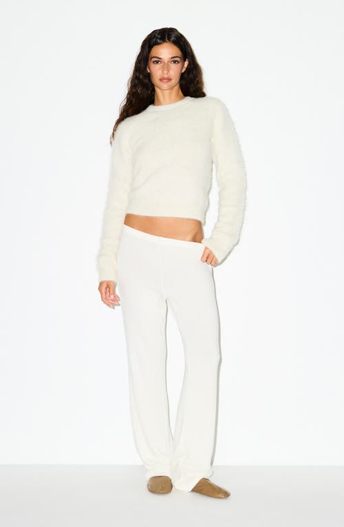 Skims Fitted Long Sleeve Alpaca Blend Crewneck Sweater In White