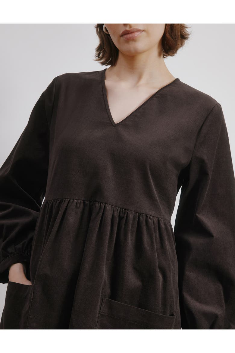 Short Cord Pocket Dress, Alternate, color, Chocolate