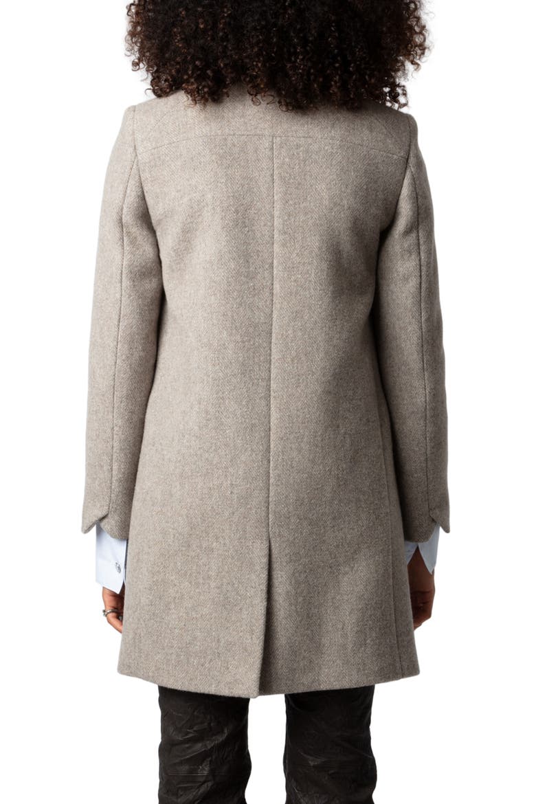 Marco Chevron Wool Blend Coat, Alternate, color, LATTE