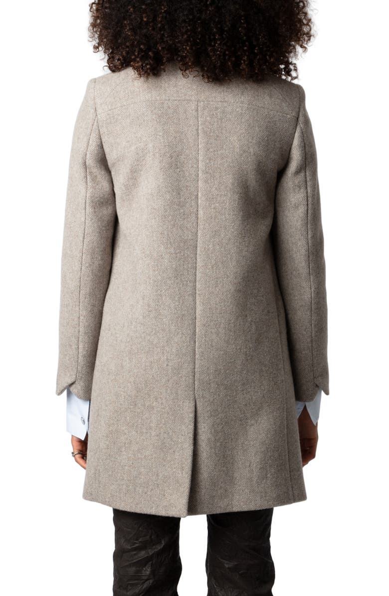 Zadig & Voltaire Marco Chevron Wool Blend Coat, Alternate, color, 