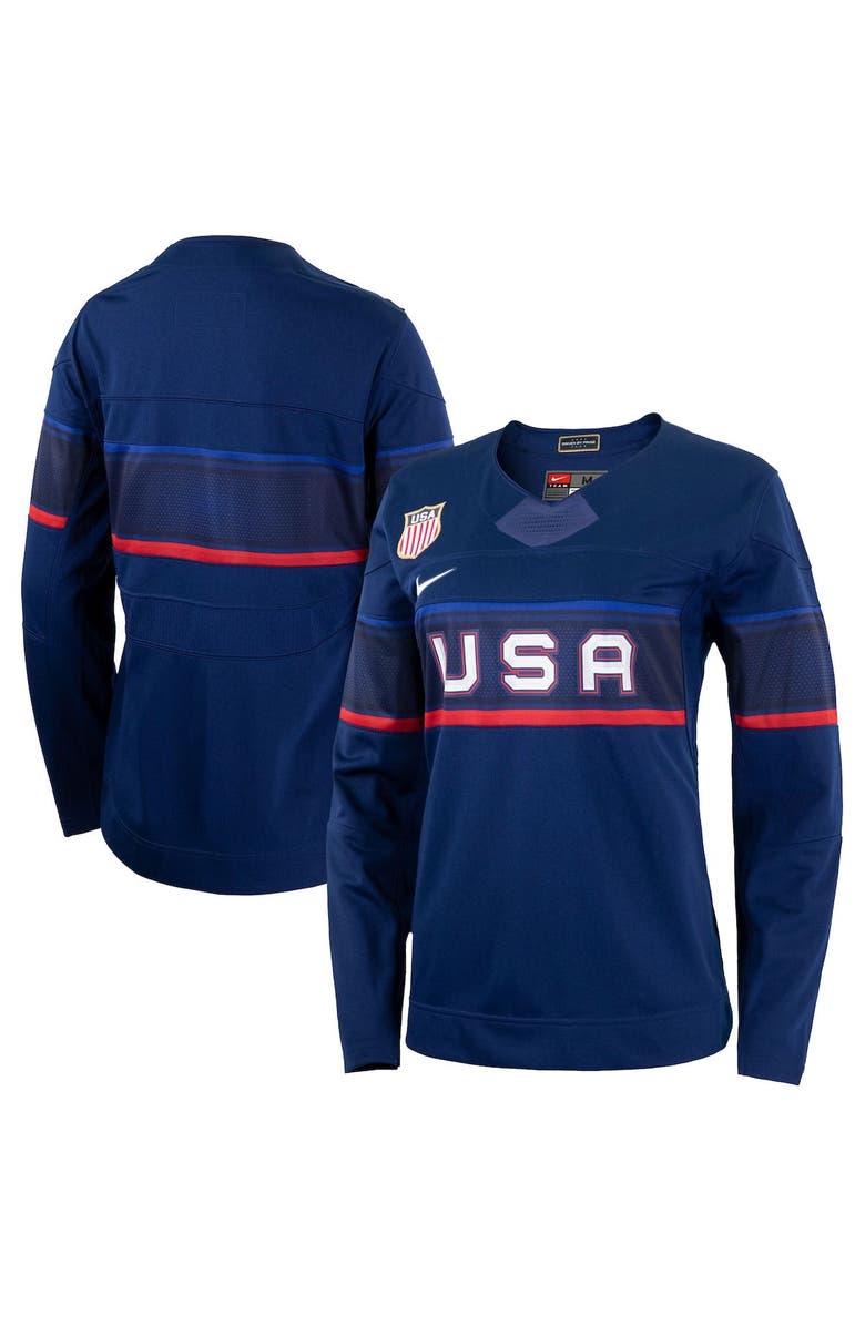 Nike Women's Nike Blue Team USA Hockey 2022 Winter Olympics Collection Jersey, Alternate, color, 