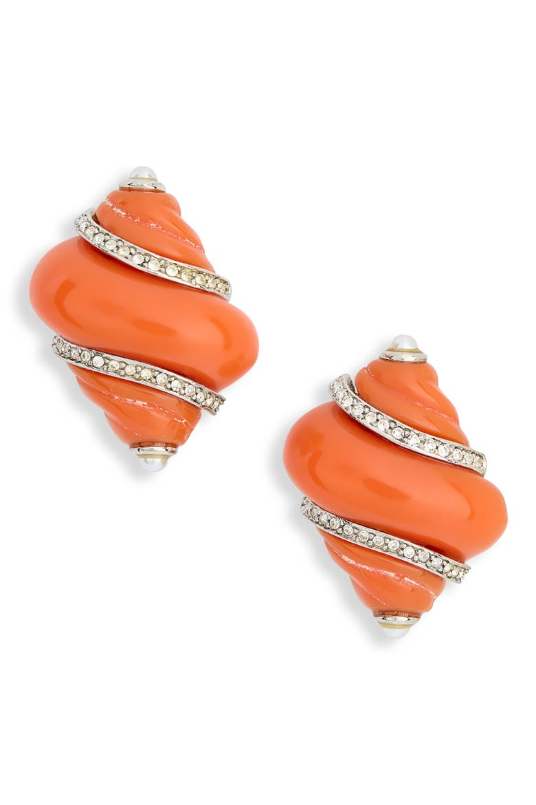 Shell Statement Earrings, Main, color, ORANGE