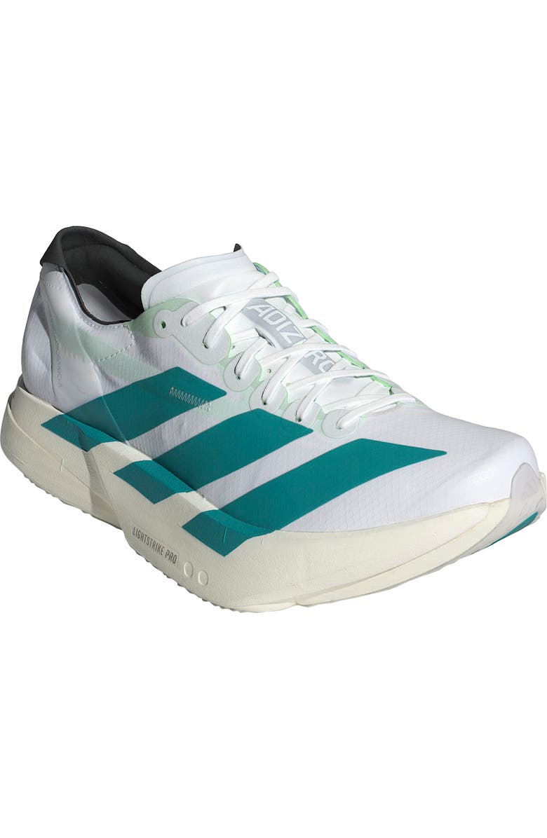 adidas Gender Inclusive Adios 9 Pro 4 Running Sneaker, Main, color, White/ Pure Teal/ Carbon