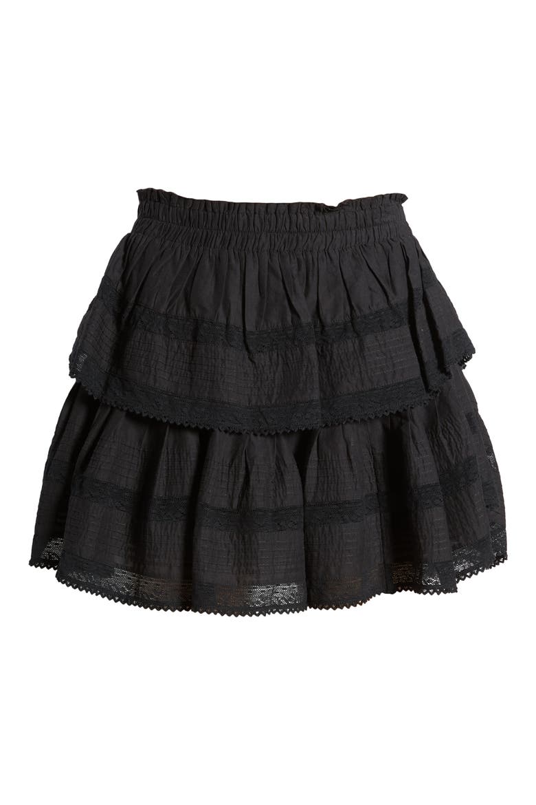 Tiered Ruffle Cotton Miniskirt, Alternate, color, BLACK