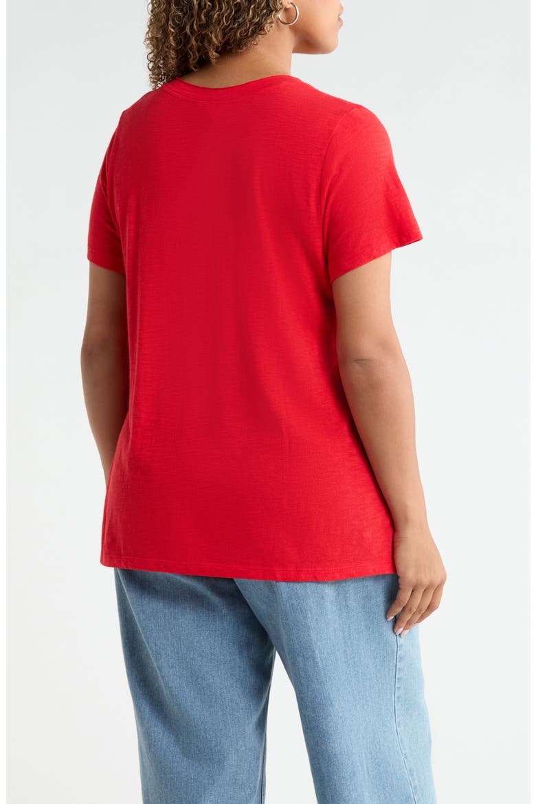 Short Sleeve Cotton & Modal V-Neck Pocket T-Shirt, Alternate, color, RED RADISH