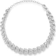 CHLOE AND MADISON Sterling Silver Pavé Cubic Zirconia Leaves Bracelet