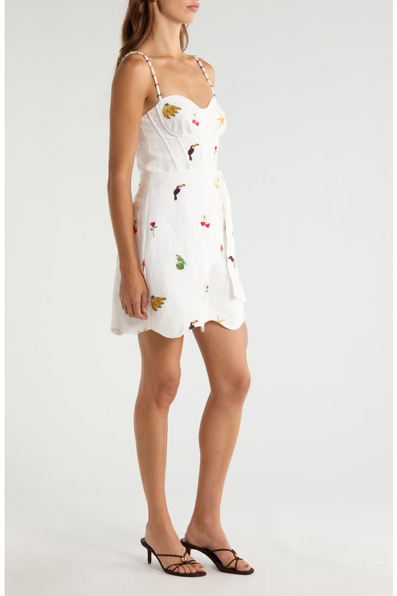 Cool Day Embroidered Side Tie Linen Minidress, Alternate, color, OFF-WHITE