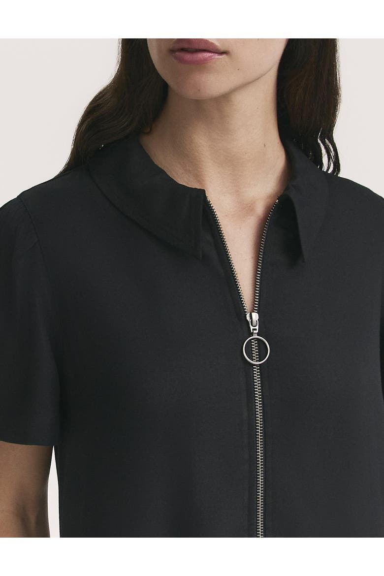 Orion Zip Front Midi Shirt Dress, Alternate, color, Black