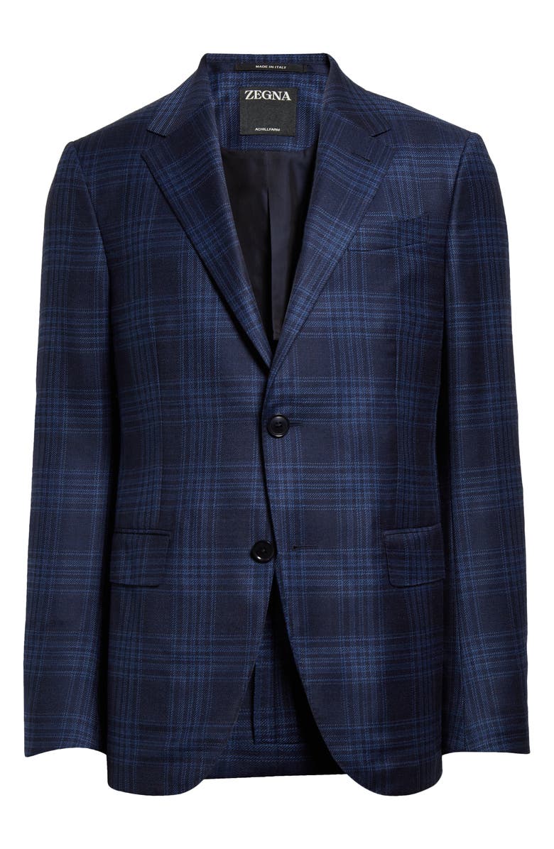 ZEGNA Plaid Achillfarm Wool & Silk Sport Coat, Alternate, color,
