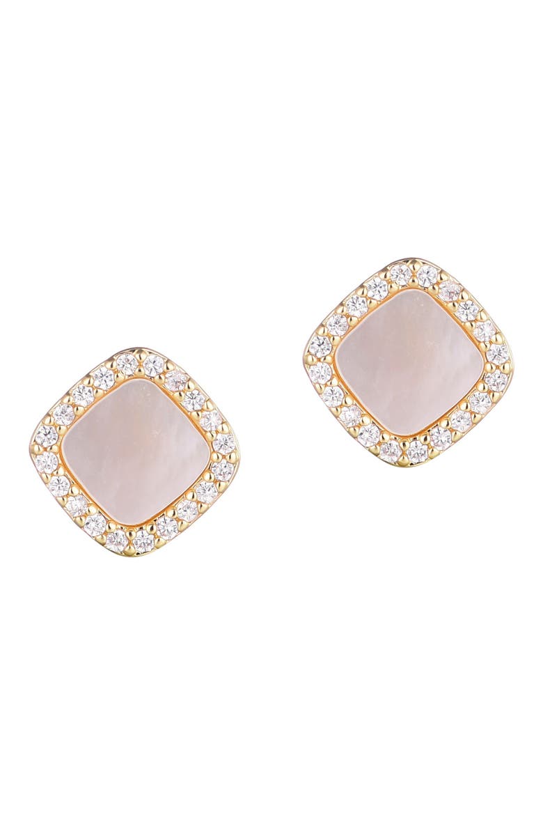 Mother of Pearl Stud Earrings, Main, color, WHITE