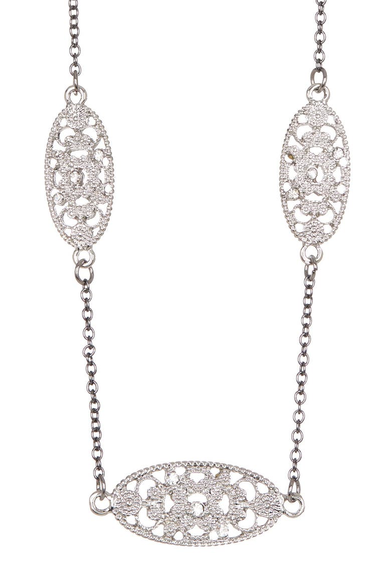 Larraine Detail Necklace, Alternate, color, GUNMETAL