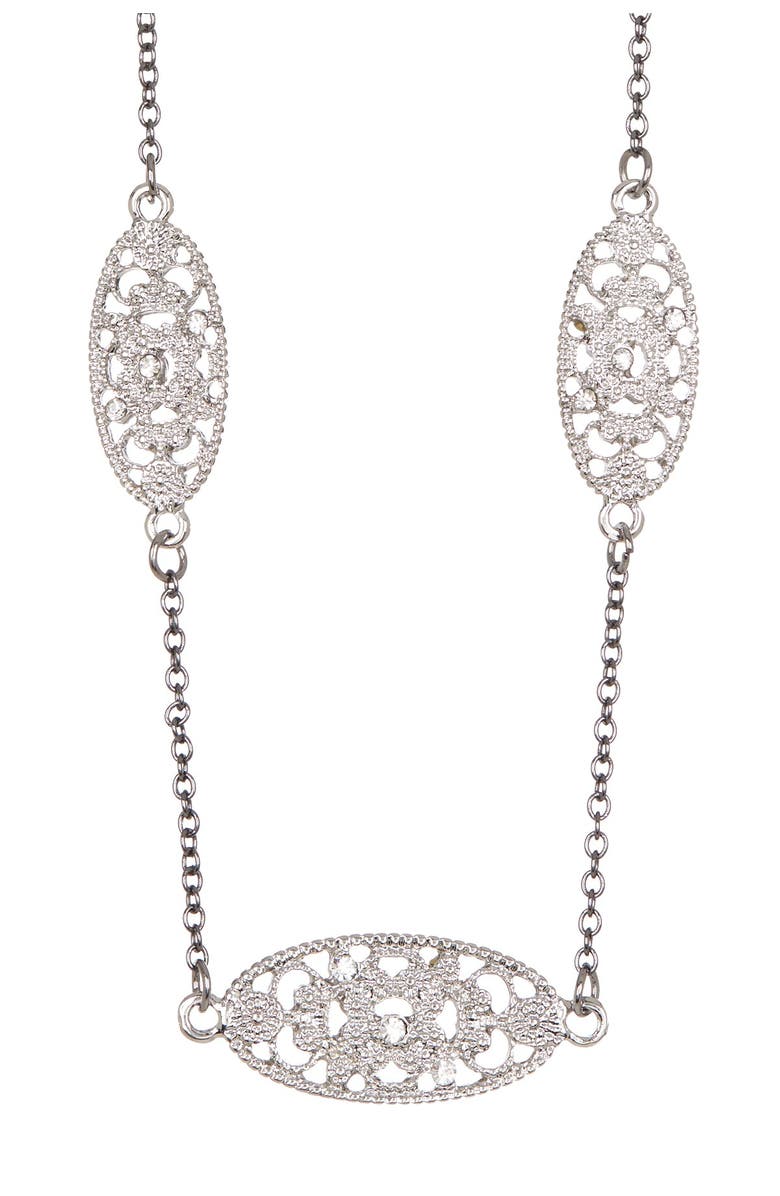 OLIVIA WELLES Larraine Detail Necklace, Alternate, color, Gunmetal