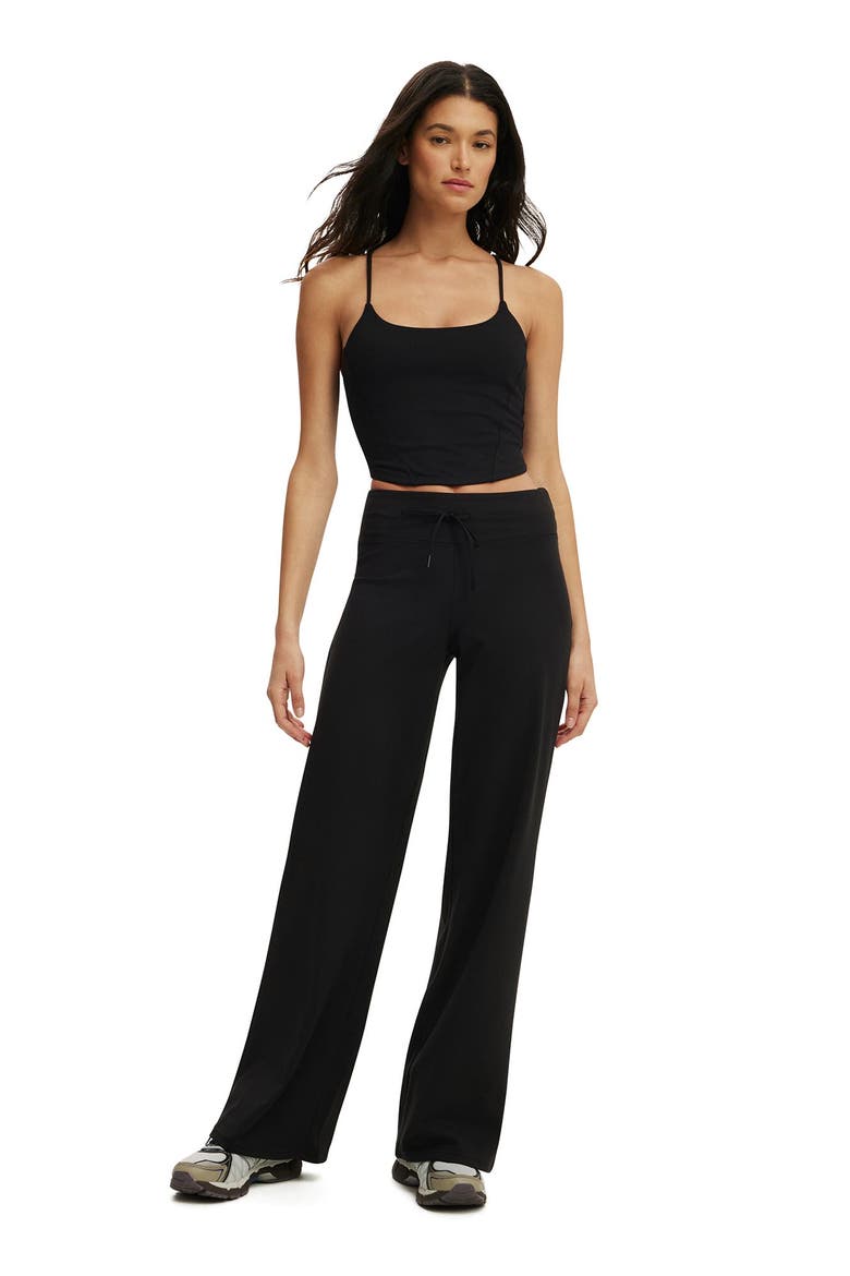 Women's Active Ultra Soft Tie Front Wide Leg Pant, Alternate, color, Black