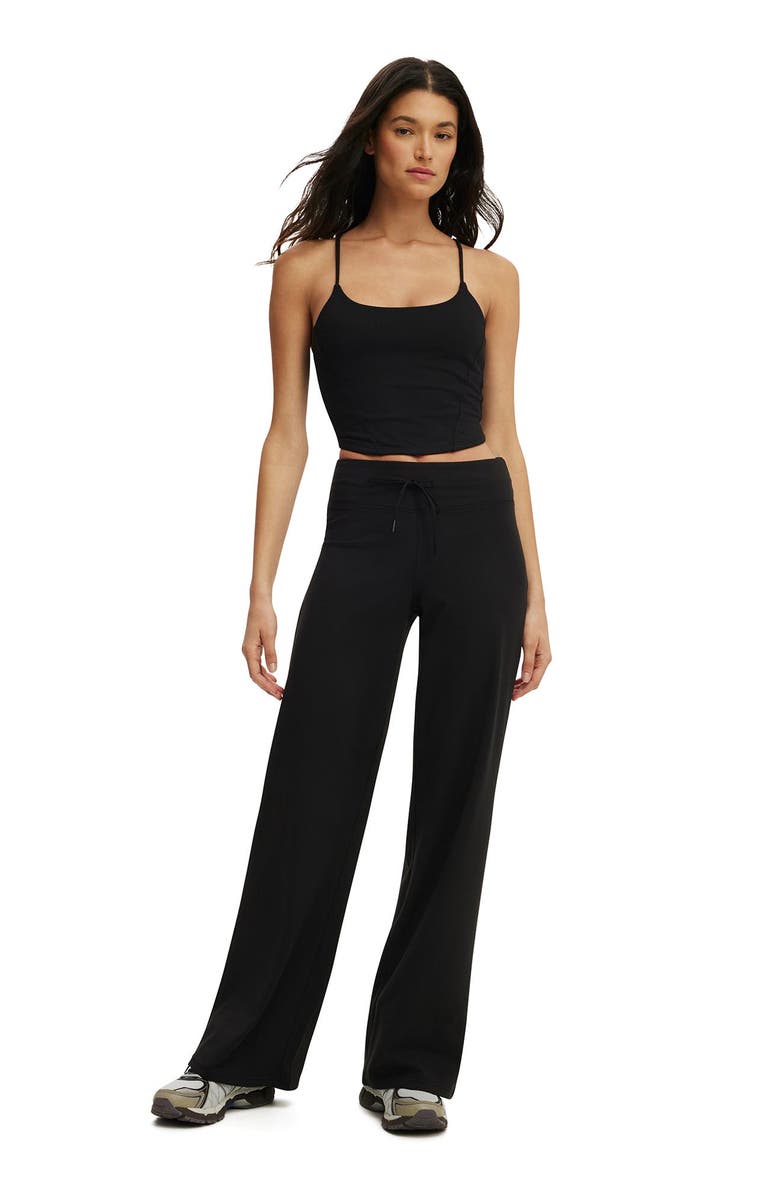 COTTON ON BODY Women's Active Ultra Soft Tie Front Wide Leg Pant, Alternate, color, Black