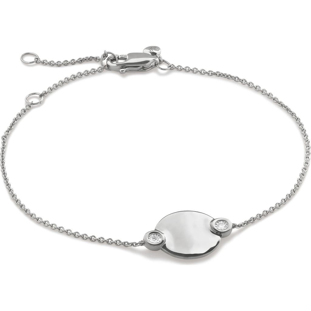 Monica Vinader Sterling Silver Diamond Round Chain Bracelet Lab Grown Diamond In Metallic