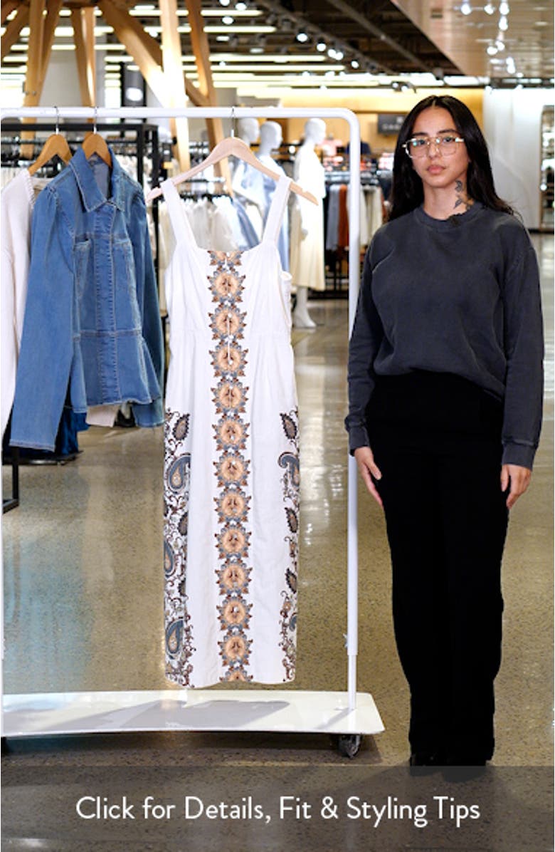 Jolene Placement Print Cotton & Linen Midi Sundress, sales video thumbnail