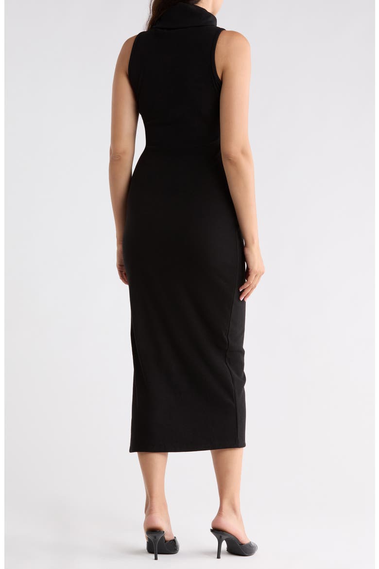 Turtleneck Rib Knit Midi Dress, Alternate, color, BLACK