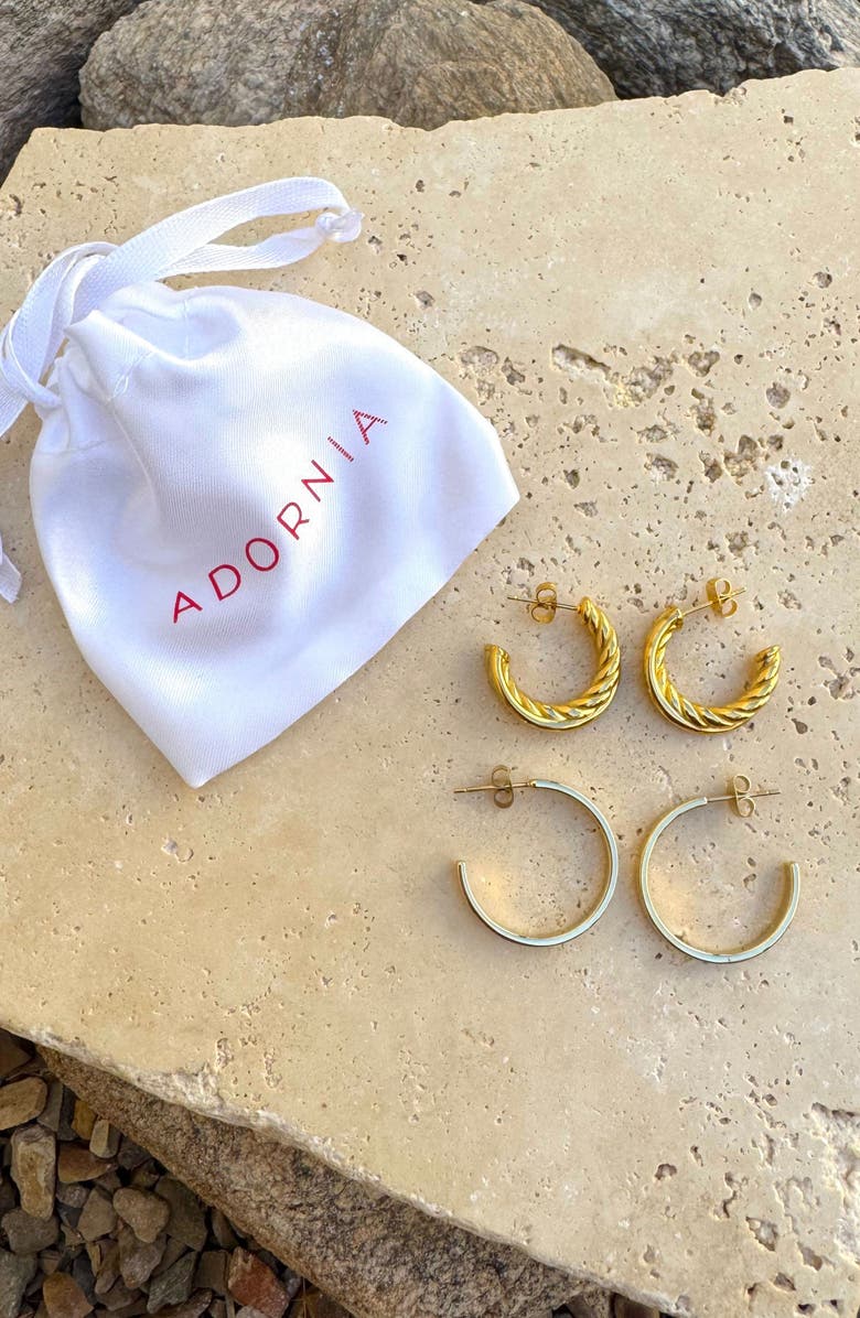 Adornia Set of 2 Hoop Earrings, Alternate, color, Gold