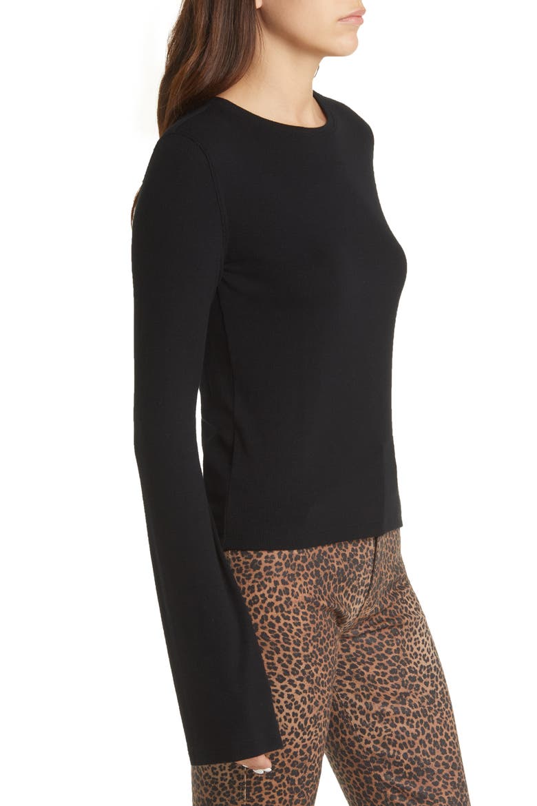 Long Sleeve Rib Top, Alternate, color, NOIR