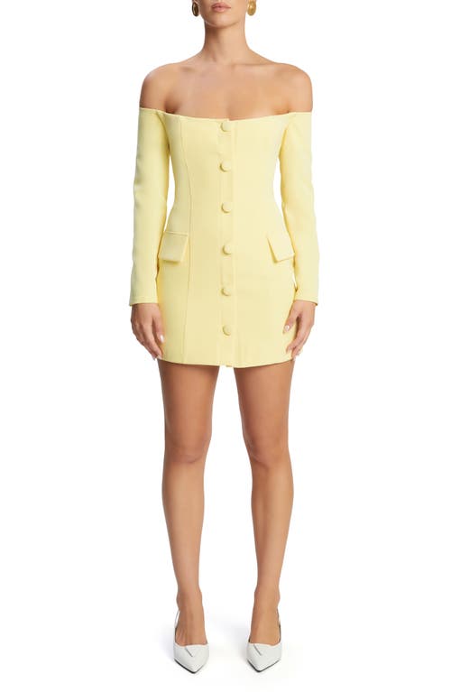 Bardot Iria Long Sleeve Button-up Minidress In Canary Yellow