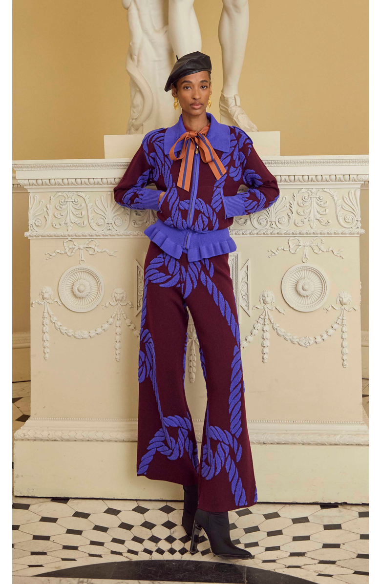 Temperley London Rope Knit Trousers, Alternate, color, Merlot