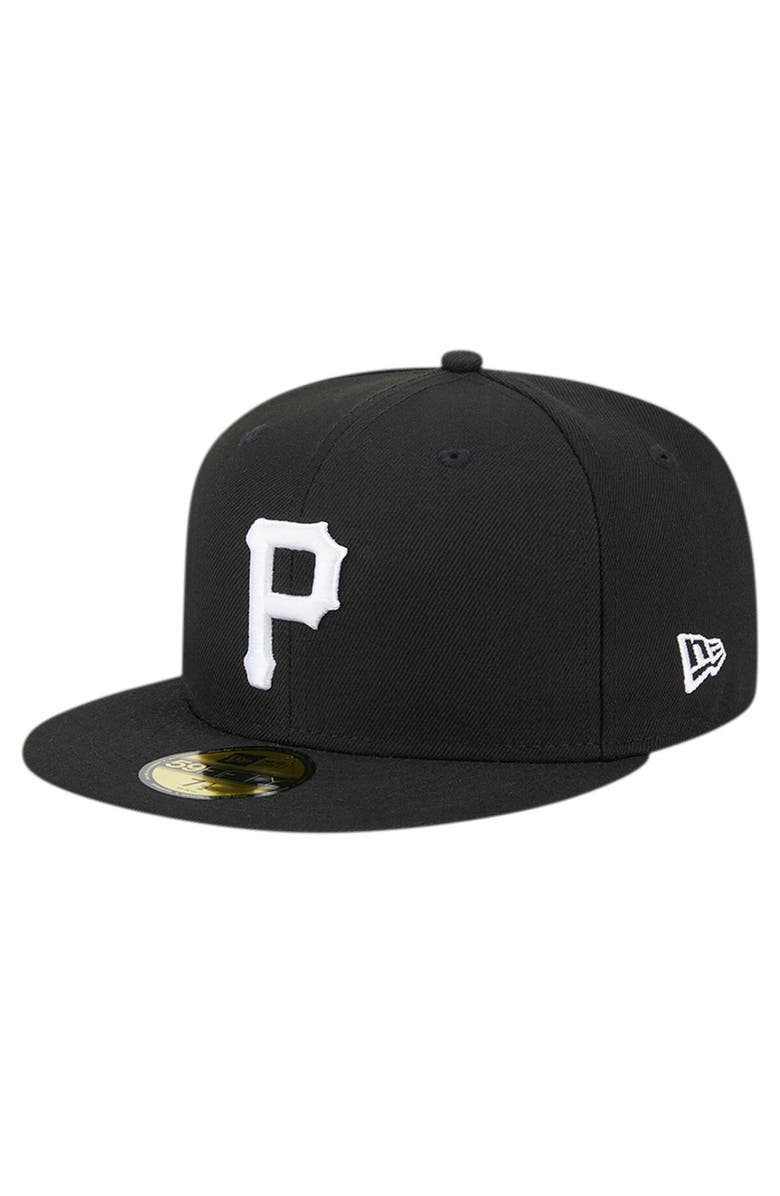New Era Men's New Era Black Pittsburgh Pirates Logo 59FIFTY Fitted Hat, Alternate, color, 