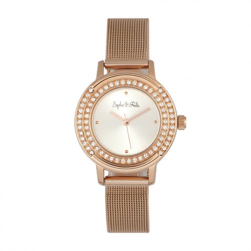 Sophie And Freda Sophie & Freda Cambridge Bracelet Watch W/swarovski Crystals In Rose Gold
