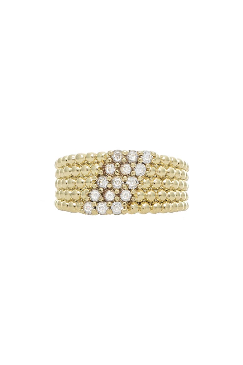 Cubic Zirconia Millwork Detail Band Ring, Main, color, GOLD / CZ