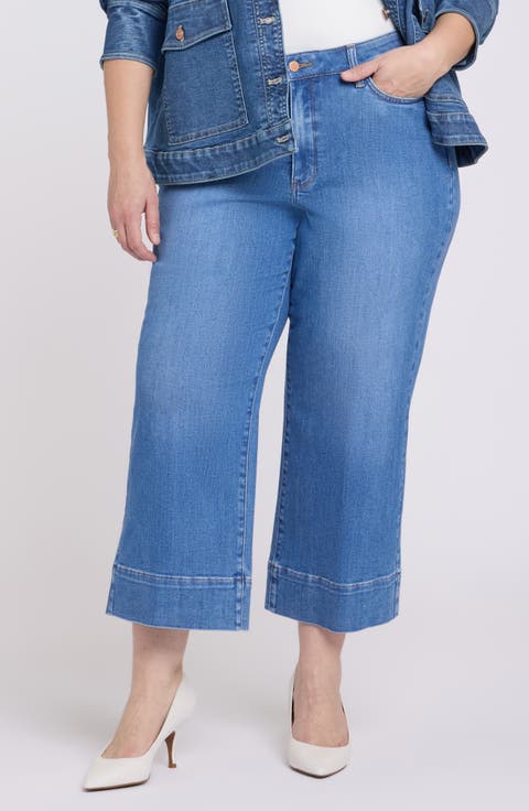 Teresa Wide Hem Ankle Wide Leg Jeans (Blue Paradise) (Plus)