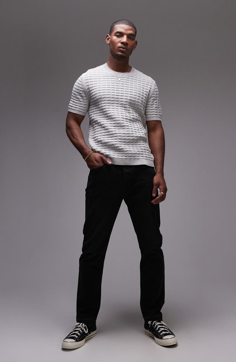 Topman Textured Short Sleeve Sweater, Alternate, color, 