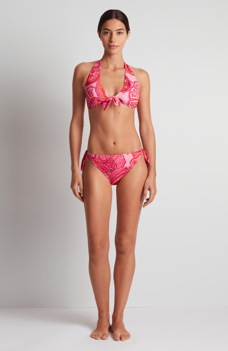 Lauren Ralph Lauren Tie Front Bikini Top, Alternate, color, Pink Multi