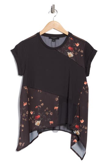 Allsaints Zala Colorblock Cap Sleeve Top In Black
