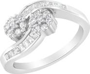 Haus of Brilliance 14K White Gold Round and Baguette Diamond Bypass Ring