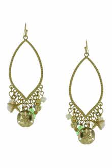 Estate Yellow Gold Plated Briolette Resin Charm Teardrop Earrings