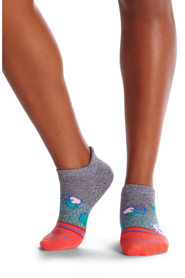 Floral Tab Ankle Socks, Alternate, color, CHARCOAL